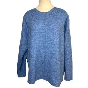 𝅺CONTEMPORAINE Simons Soft Minimalist Blue Alpaca Wool Blend Knit Sweater Large